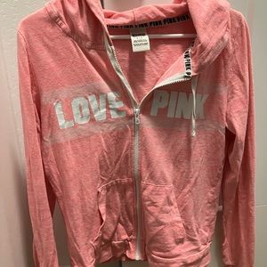 VS Pink lightweight zip up hoodie